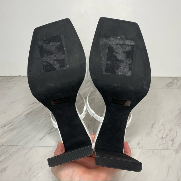 Jeffrey Campbell Hustler Square Toe White Heel Sandal 9 1/2 - Picture 13 of 14